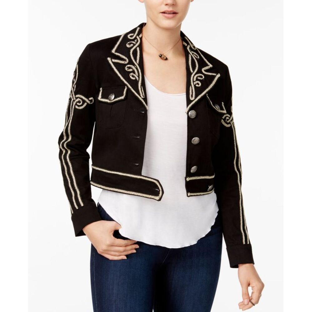 XOXO Juniors Embroidered Cropped Jacket